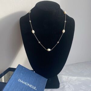 Diamonelle 18” Freshwater Pearl & Cubic Zirconia Sterling .925 Station Necklace